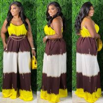 SC Plus Size Printed Wide Leg Jumpsuit (Without Chain) HEJ-S6071