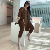 SC Casual Embroidery Split Long Sleeve Top+Pants 2 Piece Sets XMF-078