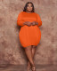 SC Plus Size 5XL Solid Long Sleeve Casual Dress WAF-7114