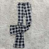 SC Casual Plaid Flared Stacked Pants YH-5243