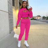 SC Solid Cropped Hoodie+Tank Top+Pants 3 Piece Sets CH-8193