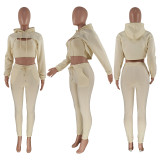 SC Solid Cropped Hoodie+Tank Top+Pants 3 Piece Sets CH-8193
