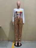 SC PU Leather Drawstring Casual Pants OLYF-96077