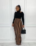 SC Striped Tassel High Waist Long Skirt OLYF-96076