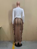 SC Striped Tassel High Waist Long Skirt OLYF-96076