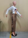 SC Striped Tassel High Waist Long Skirt OLYF-96076