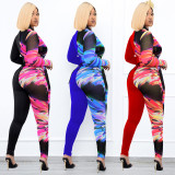 SC Plus Size Printed Long Sleeve Casual Jumpsuit WPF-80358