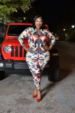 SC Plus Size Casual Printed Zipper Two Piece Suits SXF-1087