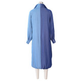 SC Casual Loose Long Sleeve Drawstring Shirt Dress ZSD-0422