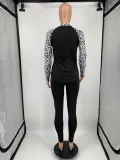 SC Plus Size Leopard Patchwork Long Sleeve 2 Piece Pants Set YIM-220