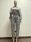 SC Casual Loose Hoodie Tassel Pants Two Piece Suits YMEF-5038