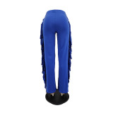 SC Solid Tassel Mid-Waist Wide Leg Pants MTY-6538-K