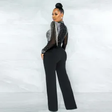 SC Sexy Hot Drilling Tassel Long Sleeve Jumpsuit CYA-9232-B