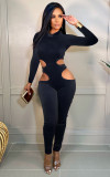 SC Sexy Solid Hollow Out Long Sleeve Jumpsuit ANNF-6099