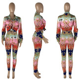 SC Casual Printed Blouse And Pants 2 Piece Suits NYMF-CL245