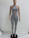 SC Solid Tank Top Stacked Pants Two Piece Sets XMEF-X1143