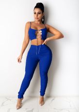 SC Sexy Sleeveless Ruched Two Piece Pants Set XMEF-X1095