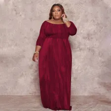 SC Plus Size High Waist Pocket Maxi Dress BDF-8102