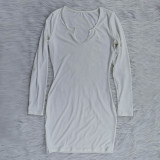 SC Sexy Solid Long Sleeve Slim Mini Dress YNB-7229