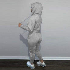 SC Casual Solid Plush Hoodie 2 Piece Pants Set FSL-F175