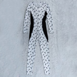 SC Casual Printed Long Sleeve Zipper Jumpsuit YNB-7232