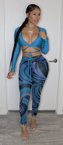 SC Sexy Printed Crop Top And Pants 2 Piece Sets LP-66317