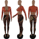 SC Sexy Printed Crop Top And Pants 2 Piece Sets LP-66317
