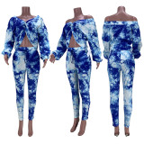 SC Sexy Printed Knotted Long Sleeve 2 Piece Pants Set GZYF-YF8038