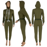 SC Solid Zipper Hoodie Top And Pants 2 Piece Suits CH-8195