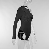 Sexy One Shoulder Long Sleeve Bodysuit FL-21306