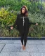 SC Letter Print Batwing Sleeve Two Piece Pants Set MAE-2126