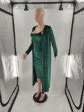 SC Sexy Velvet Sling Midi Dress+Long Cloak Two Piece Sets BLI-2521