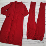 SC Plus Size Solid Full Sleeve Long Cloak+Pants 2 Piece Sets WY-6846