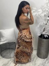 SC Leopard Print Tassel Maxi Skirt HMS-5516