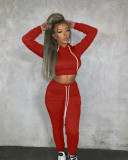 SC Solid Plush Hooded Lace Up Long Sleeve 2 Piece Pants Set JPF-1056