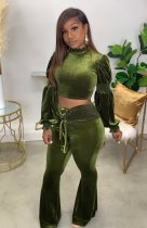 SC Sexy Velvet Long Sleeve Flare Pants 2 Piece Sets XYMF-88088