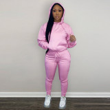 SC Solid Plush Hoodie Top And Pants 2 Piece Suits CH-8197