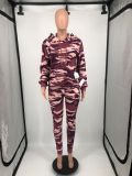 SC Camo Print Hoodie And Pants Two Piece Suits YIM-222