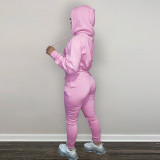 SC Solid Plush Hoodie Top And Pants 2 Piece Suits CH-8197