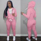 SC Solid Sports Zipper Hoodie And Pants 2 Piece Suits MIL-L273