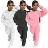 SC Solid Sports Hoodies Two Piece Pants Set MN-9318