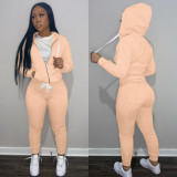 SC Solid Sports Zipper Hoodie And Pants 2 Piece Suits MIL-L273