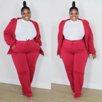 SC Plus Size Solid Hooded Zipper Coat And Pants 2 Piece Sets CQ-150