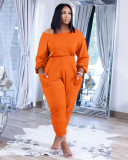 Solid Off Shoulder Long Sleeve Casual Jumpsuit ARM-8311