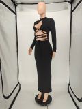 SC Sexy Long Sleeve Hollow Out Maxi Dress NLAF-60098