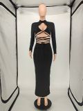 SC Sexy Long Sleeve Hollow Out Maxi Dress NLAF-60098