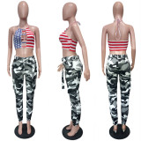 SC Camouflage Print Pocket Belted Long Pants LSL-6114