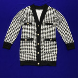 SC Houndstooth Full Sleeve Casual Coat MEI-9212