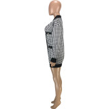 SC Houndstooth Full Sleeve Casual Coat MEI-9212