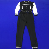 SC LUCKY LABEL Letter Print Baseball Jacket And Pants Sets MEI-9213